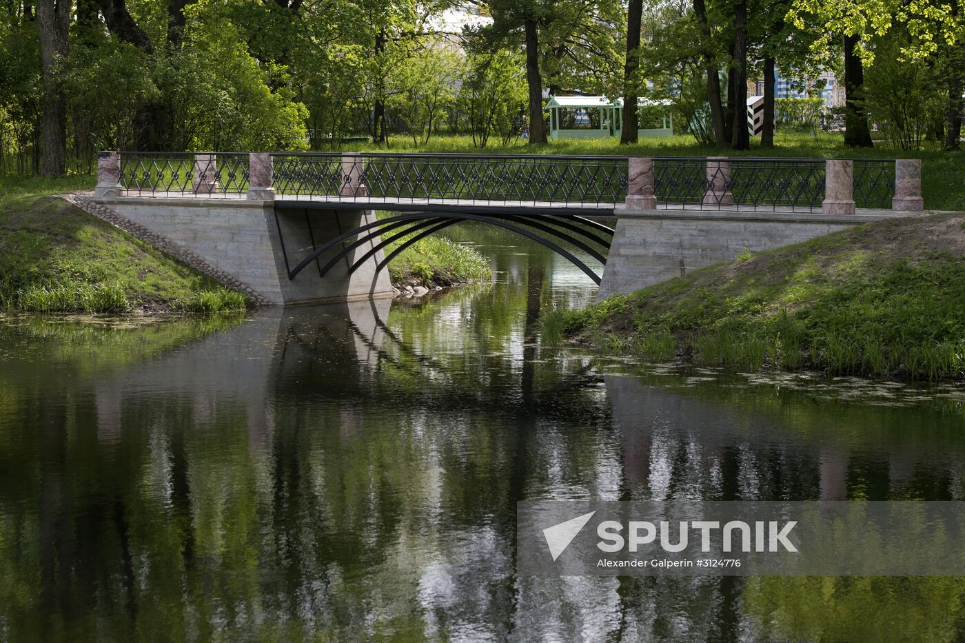Metal bridge on Ozerki ponds