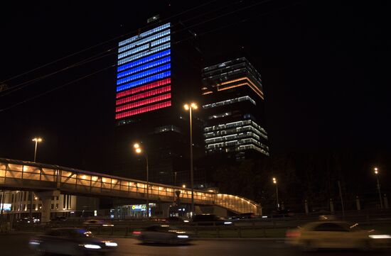 Mail.Ru office illumination on Russia Day