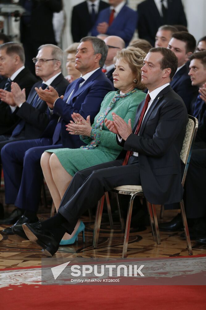 President Vladimir Putin presents 2016 National Awards on Russia Day