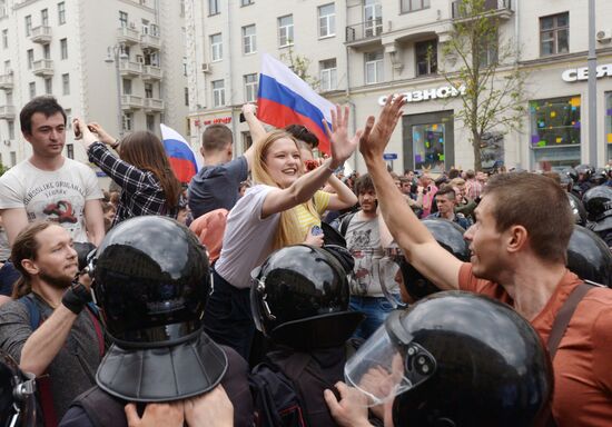 Unauthorized rally in Moscow