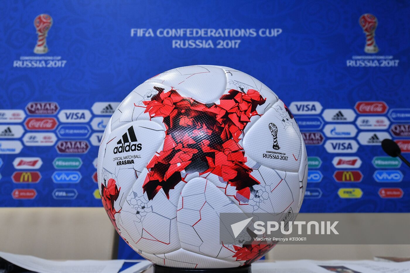 Football. 2017 Confederations Cup. News conference on Goal Decision System