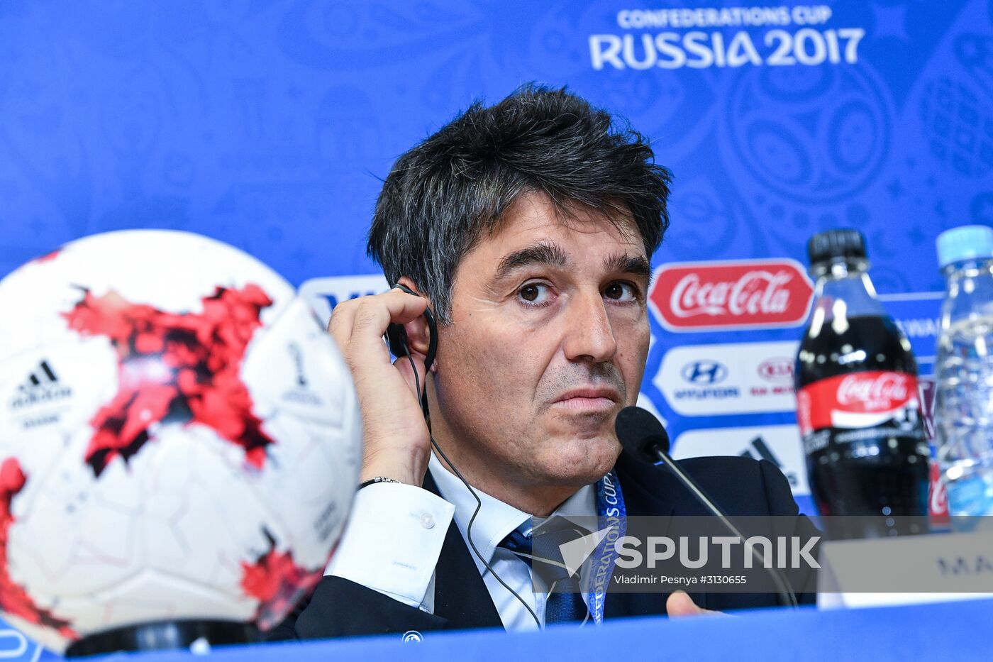 Football. 2017 Confederations Cup. News conference on Goal Decision System