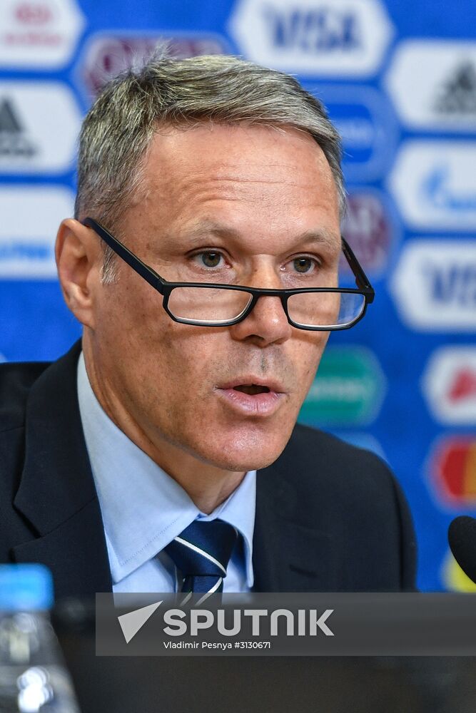 Football. 2017 Confederations Cup. News conference on Goal Decision System