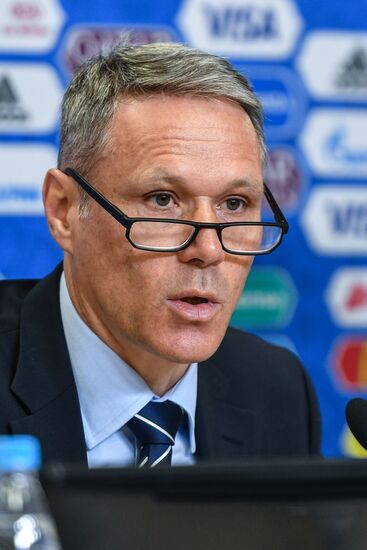 Football. 2017 Confederations Cup. News conference on Goal Decision System
