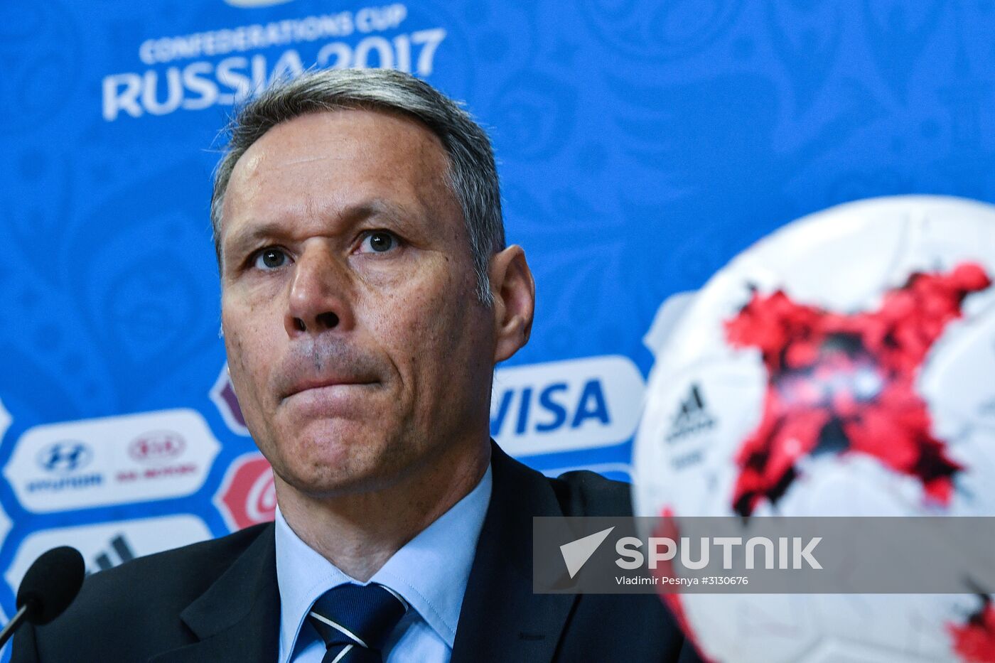 Football. 2017 Confederations Cup. News conference on Goal Decision System