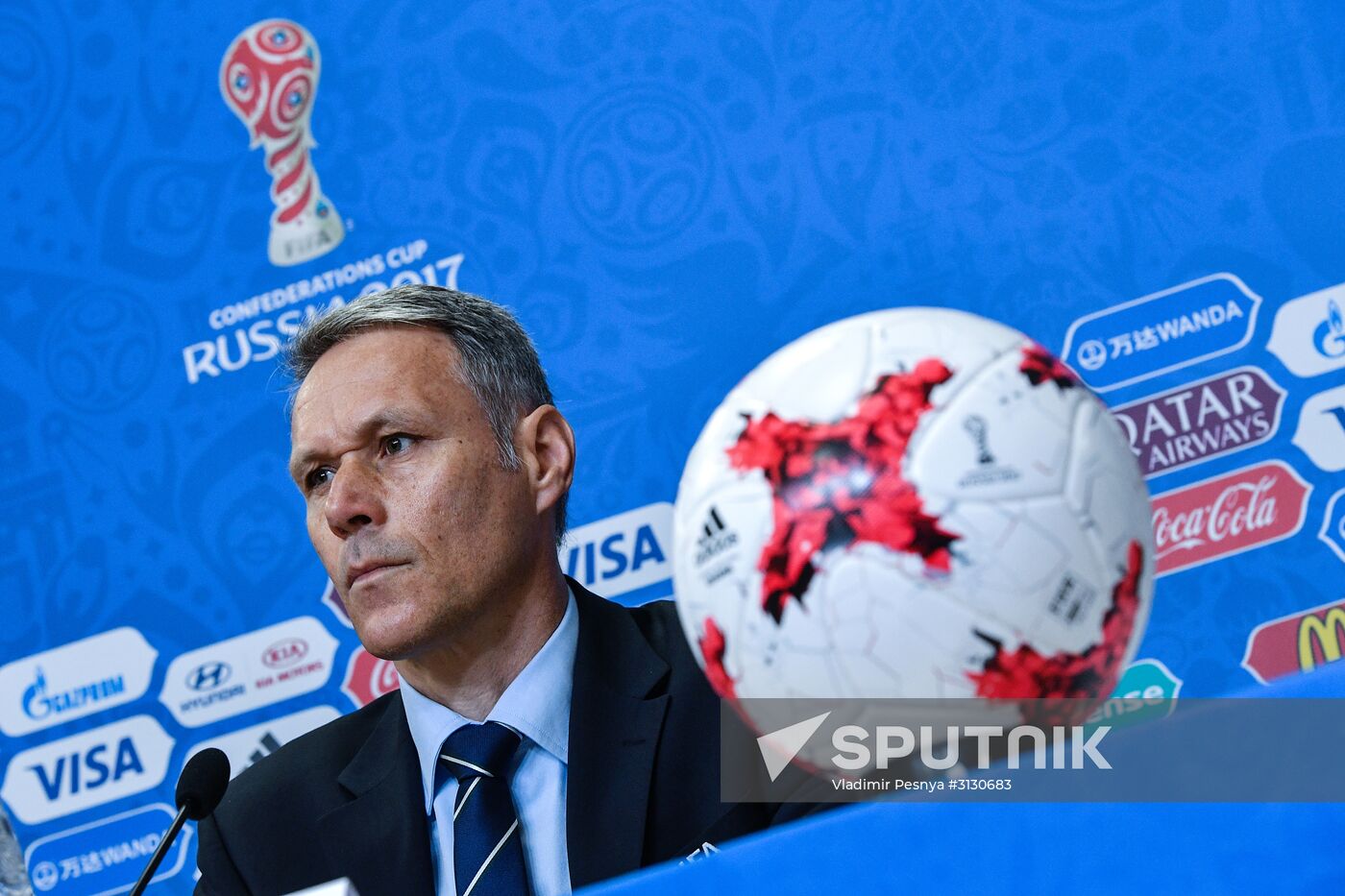 Football. 2017 Confederations Cup. News conference on Goal Decision System