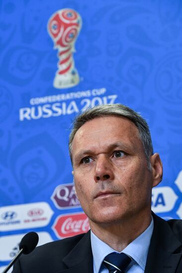 Football. 2017 Confederations Cup. News conference on Goal Decision System