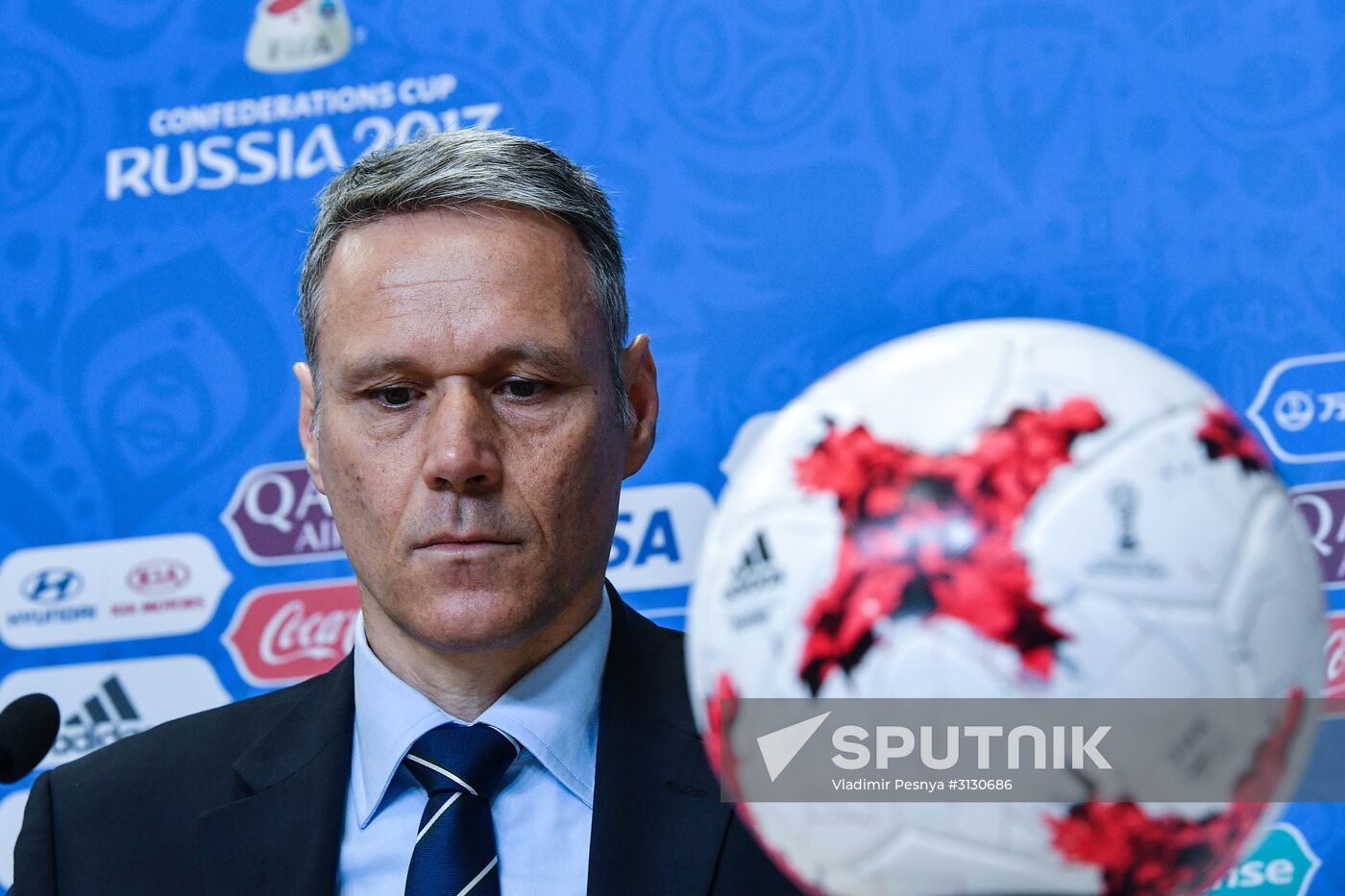 Football. 2017 Confederations Cup. News conference on Goal Decision System