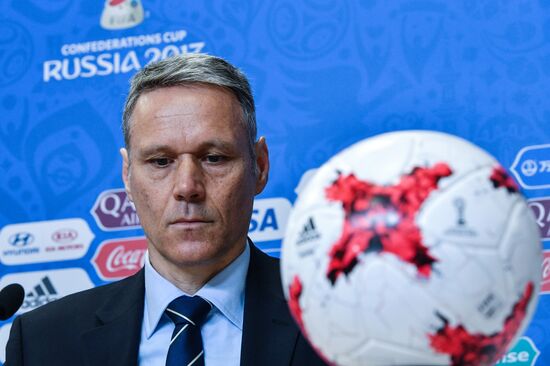 Football. 2017 Confederations Cup. News conference on Goal Decision System