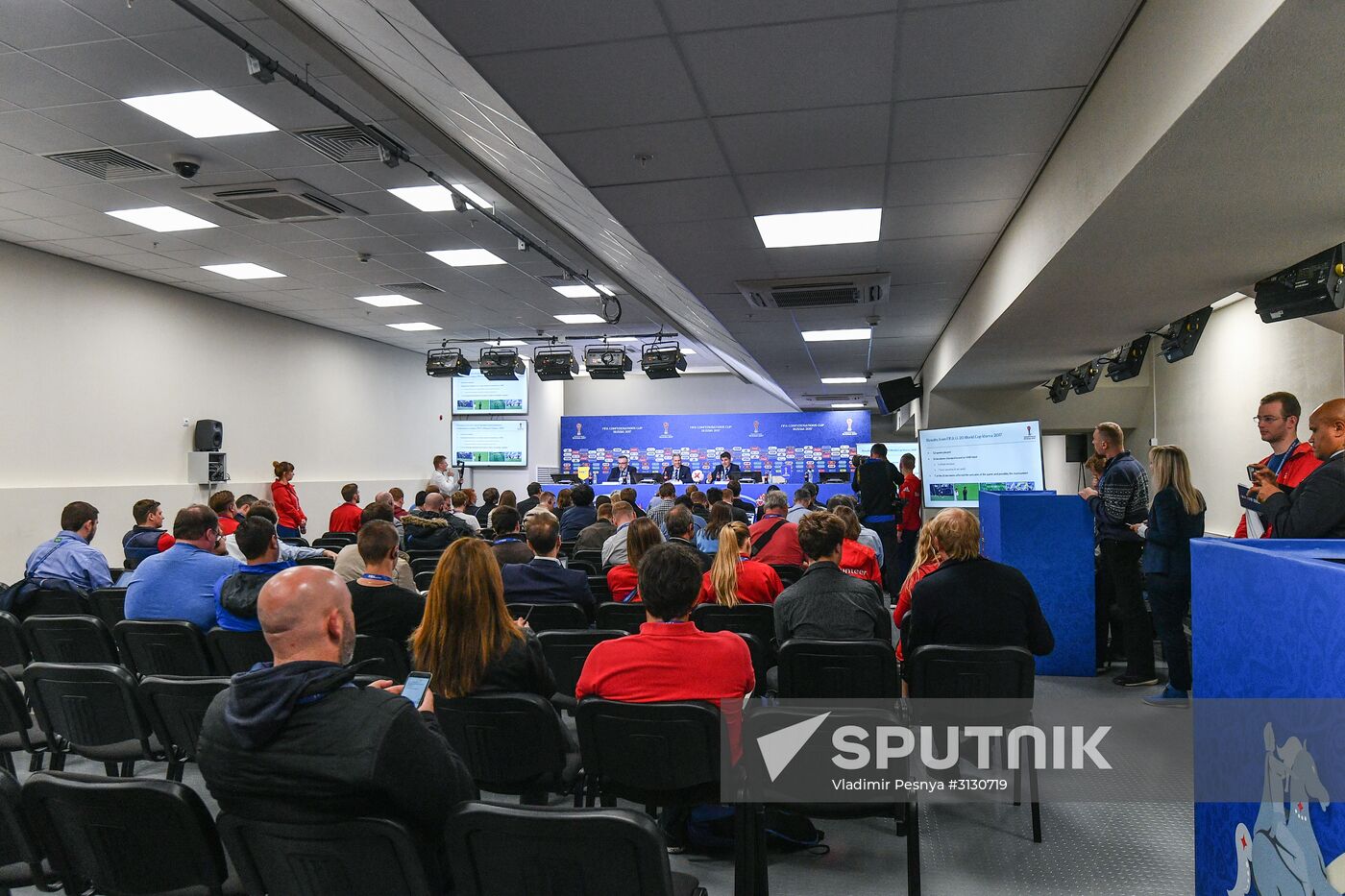 Football. 2017 Confederations Cup. News conference on Goal Decision System