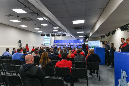 Football. 2017 Confederations Cup. News conference on Goal Decision System