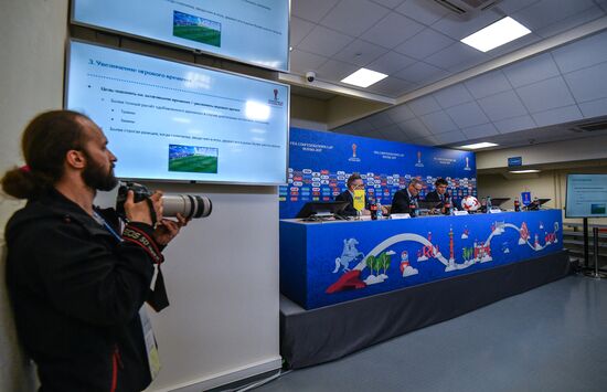 Football. 2017 Confederations Cup. News conference on Goal Decision System