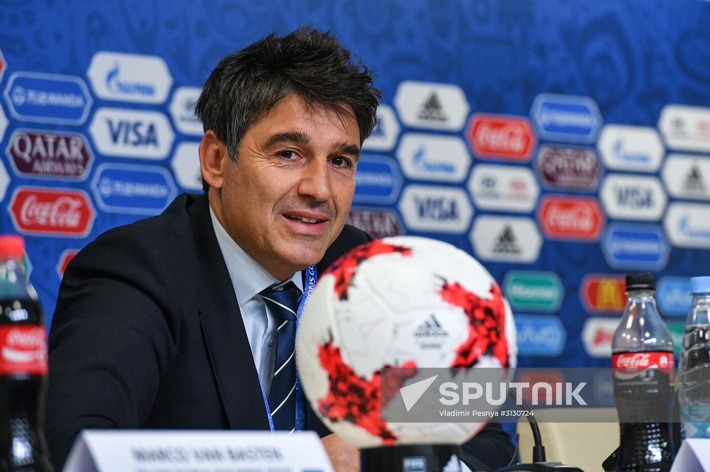 Football. 2017 Confederations Cup. News conference on Goal Decision System