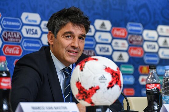 Football. 2017 Confederations Cup. News conference on Goal Decision System