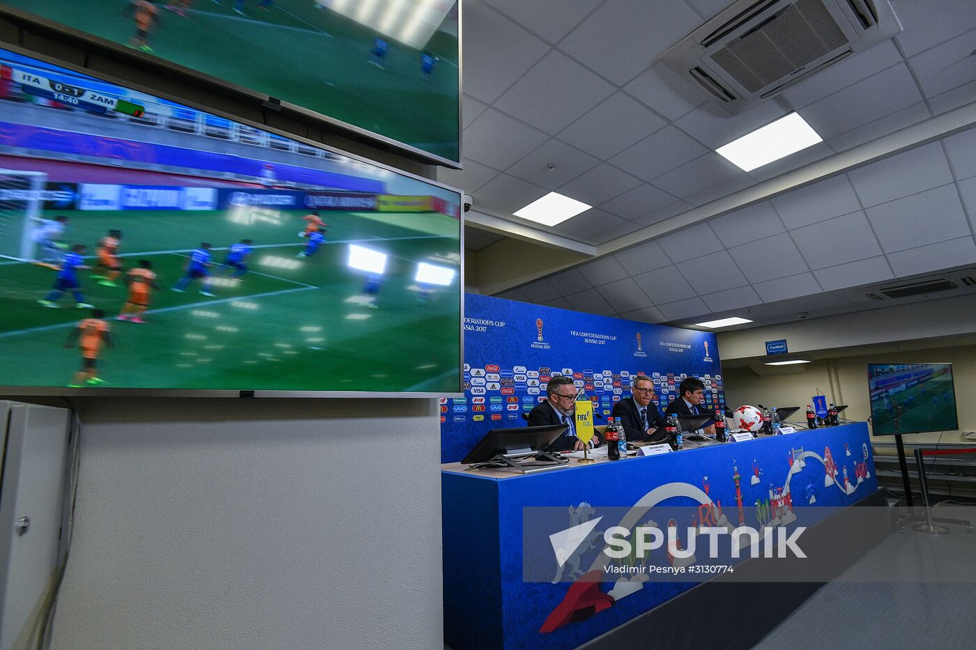 Football. 2017 Confederations Cup. News conference on Goal Decision System