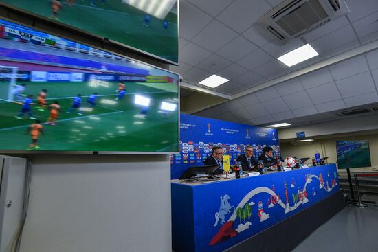 Football. 2017 Confederations Cup. News conference on Goal Decision System
