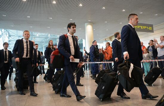 Australia’s national team arrives at the 2017 FIFA Confederations Cup