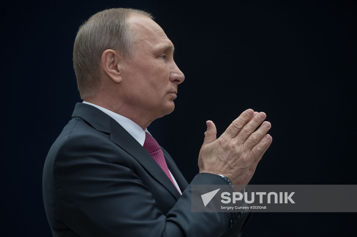 Russian President Vladimir Putin answers journalists' questions