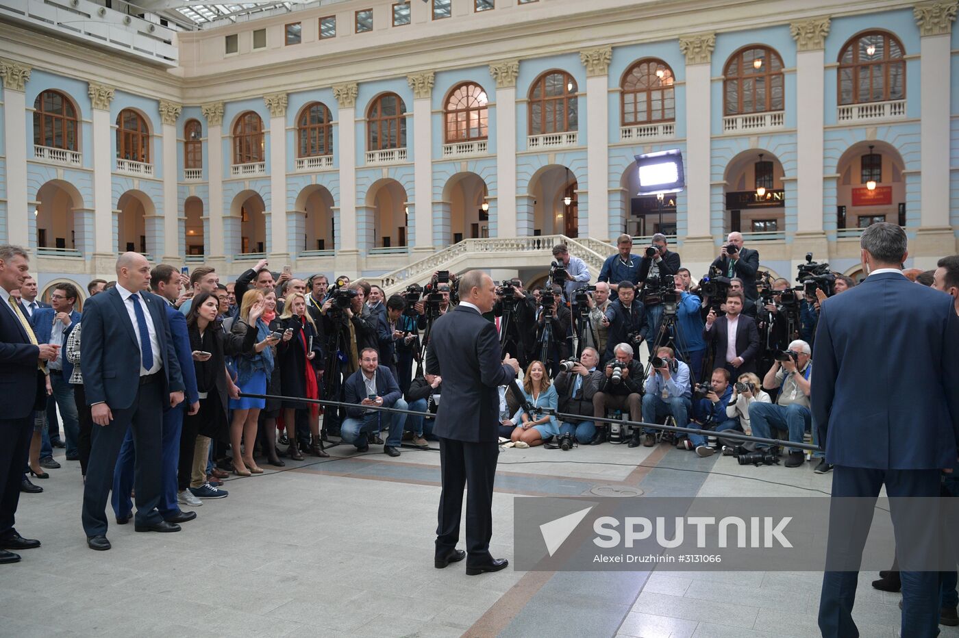 Russian President Vladimir Putin answers journalists' questions