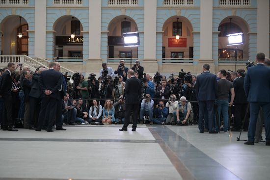 Russian President Vladimir Putin answers journalists' questions