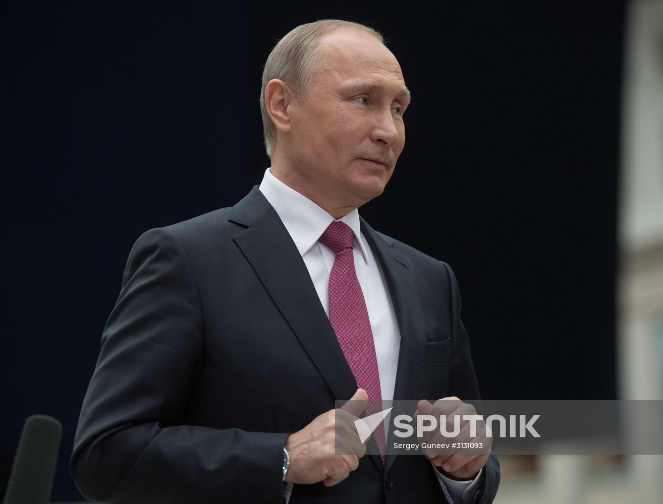 Russian President Vladimir Putin answers journalists' questions