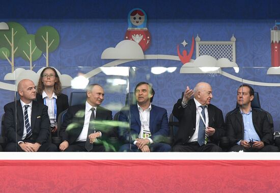 President Putin, Prime Minister Medvedev attend Confederations Cup opening match
