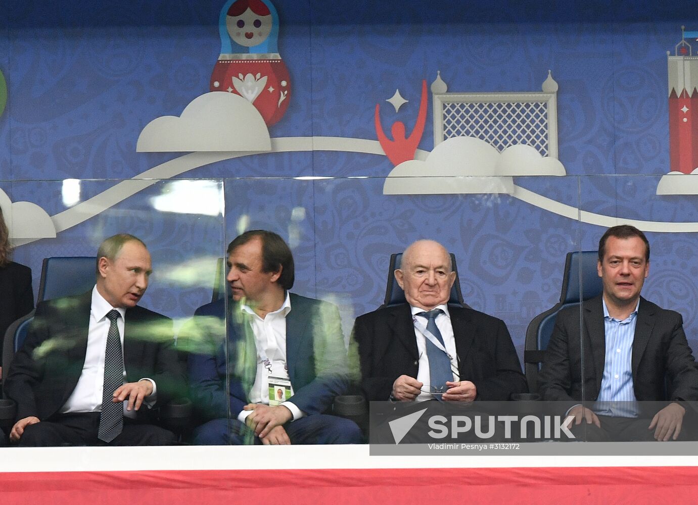 President Putin, Prime Minister Medvedev attend Confederations Cup opening match