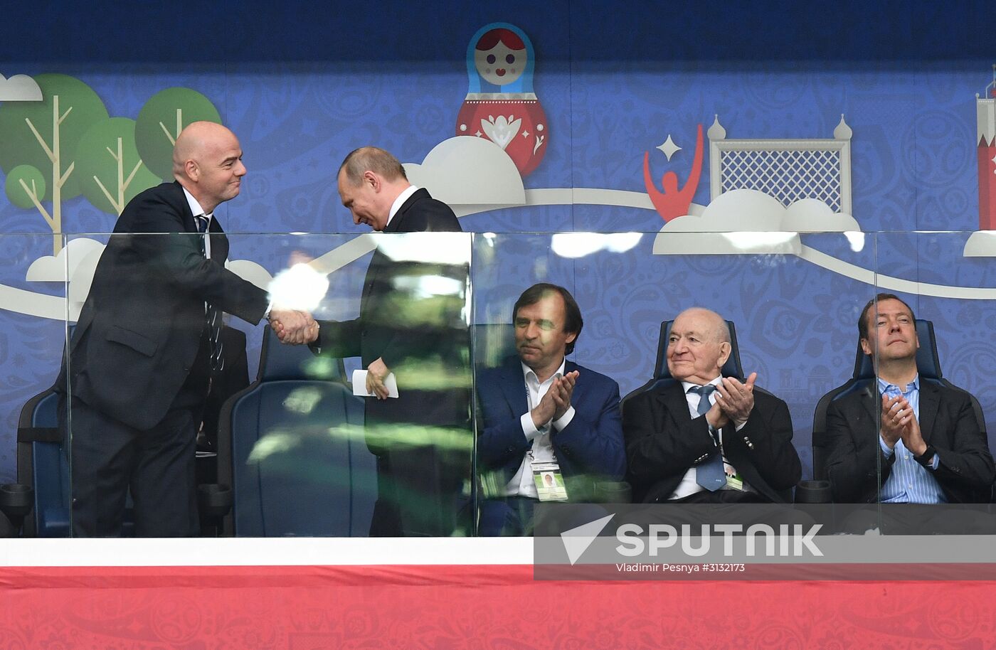 President Putin, Prime Minister Medvedev attend Confederations Cup opening match