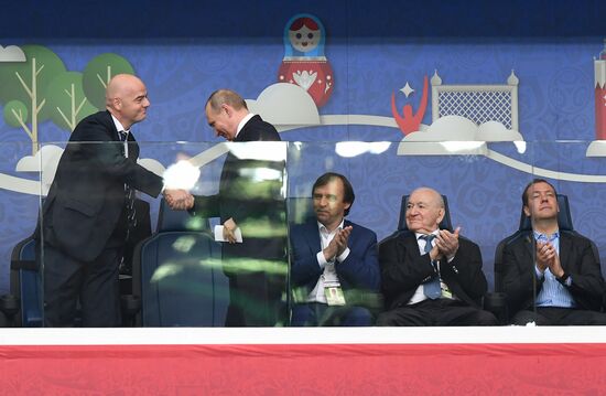 President Putin, Prime Minister Medvedev attend Confederations Cup opening match