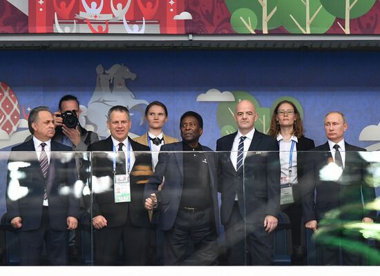 President Putin, Prime Minister Medvedev attend Confederations Cup opening match