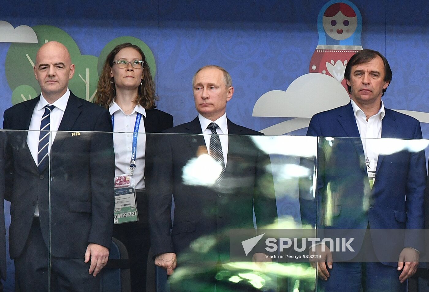 President Putin, Prime Minister Medvedev attend Confederations Cup opening match