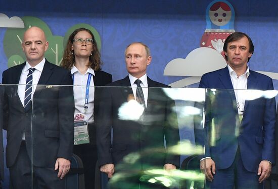 President Putin, Prime Minister Medvedev attend Confederations Cup opening match