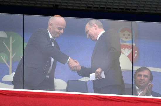 President Putin, Prime Minister Medvedev attend Confederations Cup opening match