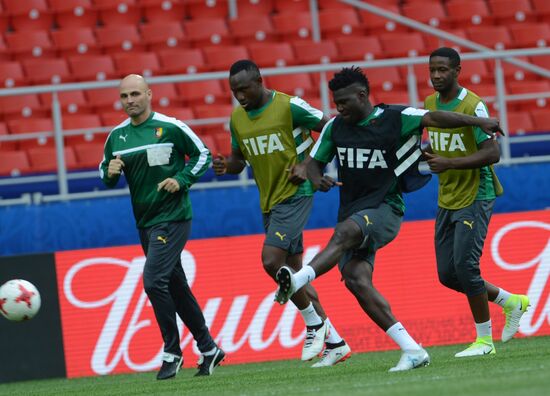 Football. 2017 FIFA Confederations Cup. Training session of Cameroon’s national team