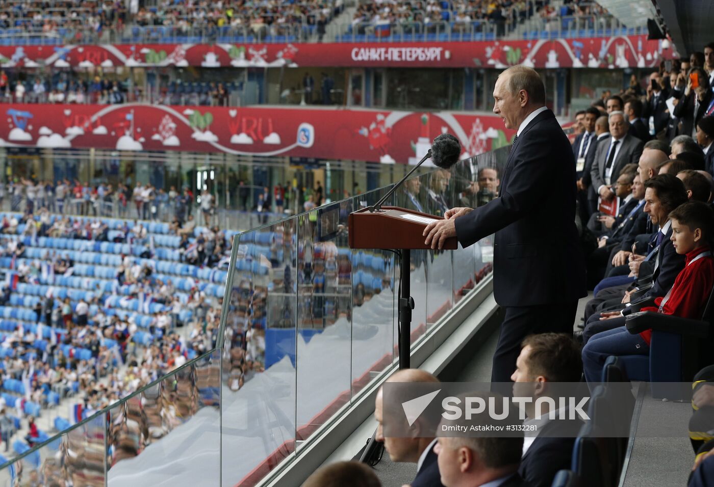 President Putin, Prime Minister Medvedev attend Confederations Cup opening match