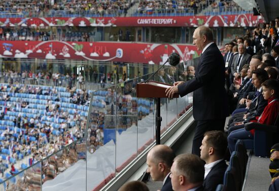 President Putin, Prime Minister Medvedev attend Confederations Cup opening match