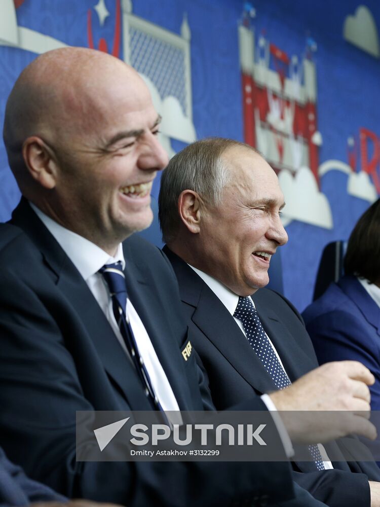 President Putin, Prime Minister Medvedev attend Confederations Cup opening match