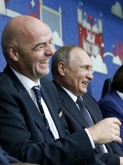 President Putin, Prime Minister Medvedev attend Confederations Cup opening match