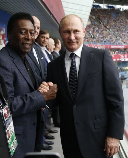 President Putin, Prime Minister Medvedev attend Confederations Cup opening match