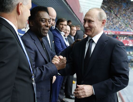 President Putin, Prime Minister Medvedev attend Confederations Cup opening match