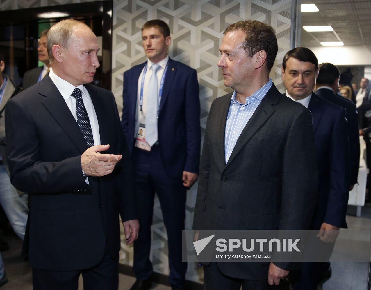 President Putin, Prime Minister Medvedev attend Confederations Cup opening match