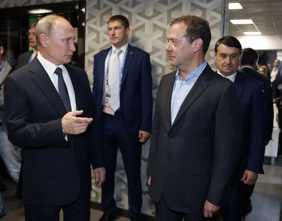 President Putin, Prime Minister Medvedev attend Confederations Cup opening match