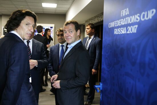 President Putin, Prime Minister Medvedev attend Confederations Cup opening match