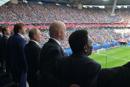 President Putin, Prime Minister Medvedev attend Confederations Cup opening match