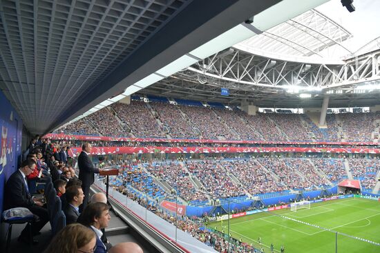 President Putin, Prime Minister Medvedev attend Confederations Cup opening match