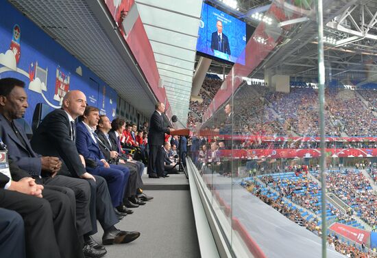 President Putin, Prime Minister Medvedev attend Confederations Cup opening match