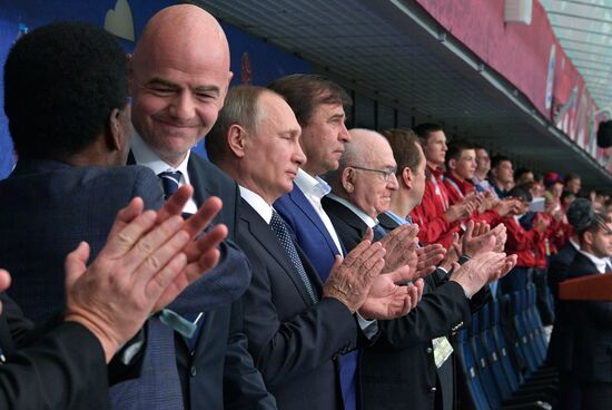 President Putin, Prime Minister Medvedev attend Confederations Cup opening match
