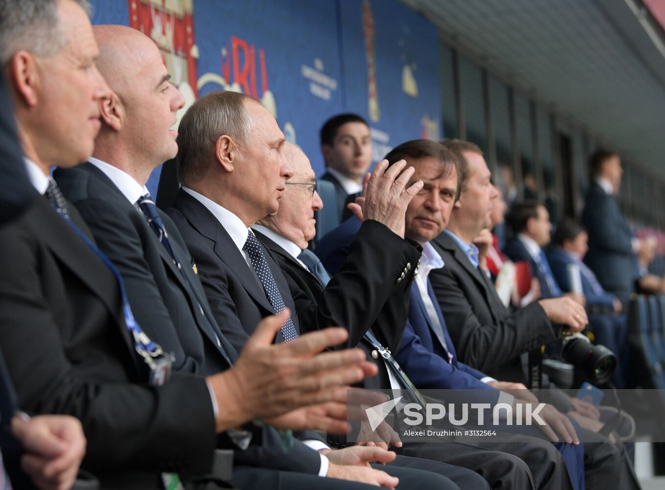 President Putin, Prime Minister Medvedev attend Confederations Cup opening match