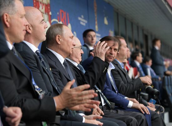 President Putin, Prime Minister Medvedev attend Confederations Cup opening match