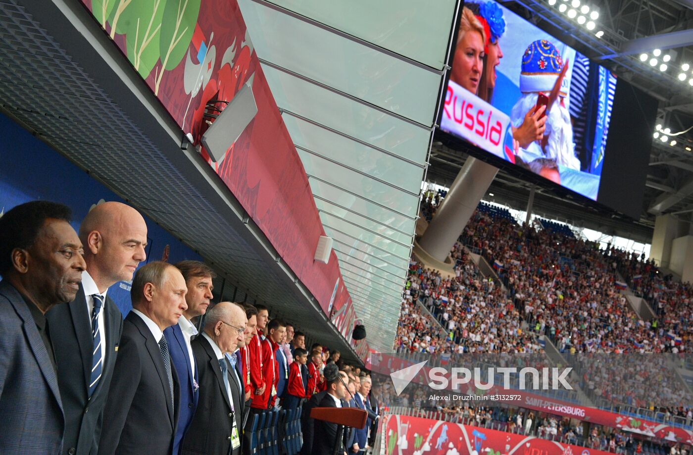 President Putin, Prime Minister Medvedev attend Confederations Cup opening match